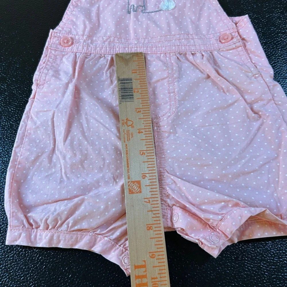 Carter's Bunny Overalls Romper Pink Polka Dot Spring Easter Outfit‎ Baby 12M